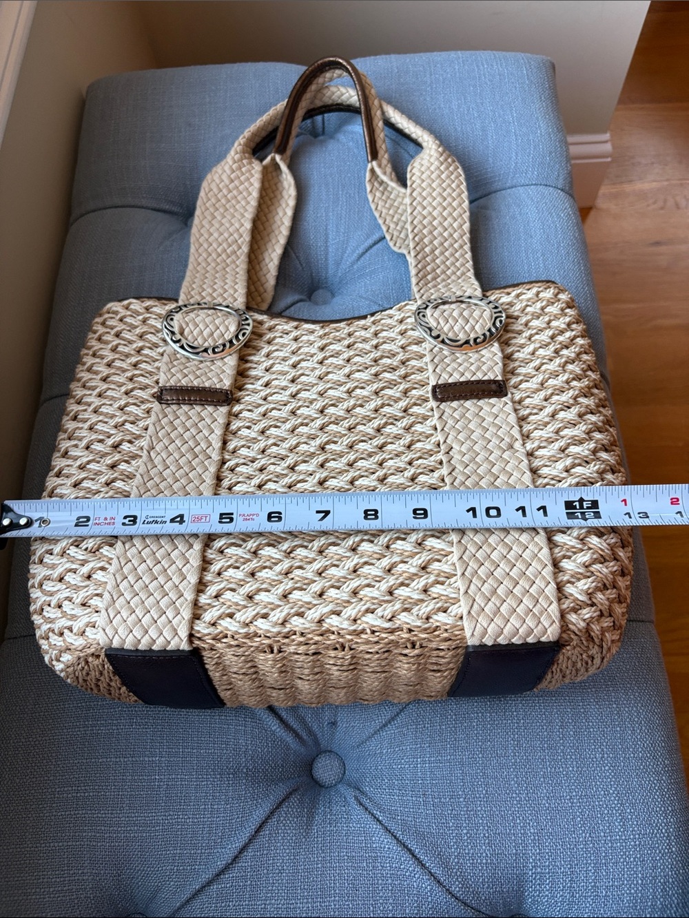 NWT Brighton Woven Straw Tote Bag in Cream - Picture 2 of 14